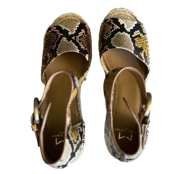 Marc Fisher MLALIDAS Leather Sandals Size 8.5 Open Toe Wedge with Ankle Strap - Picture 10 of 14